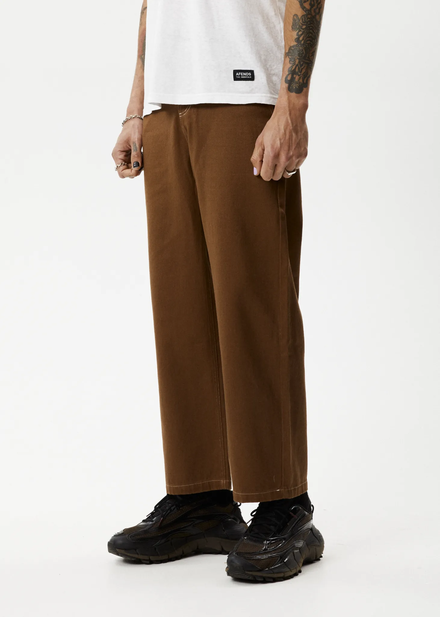 AFENDS Mens Pablo - Baggy Pants - Toffee