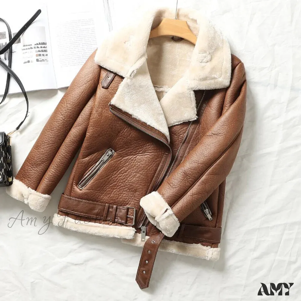 Amy Fashion - Thick Warm Faux Leather Jackets