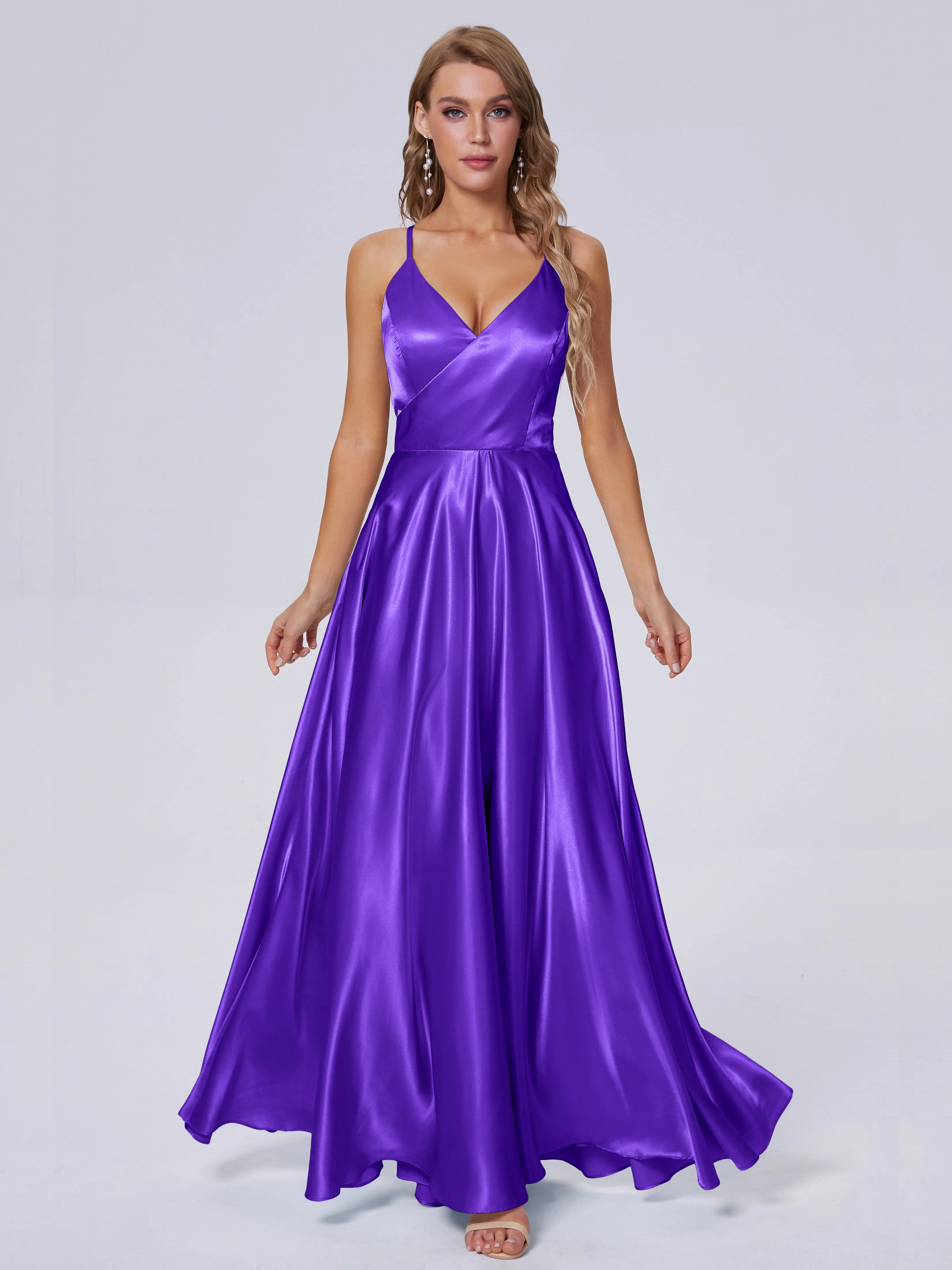 Ana Spaghetti Straps Bowknot Soft Satin Bridesmaid Dresses