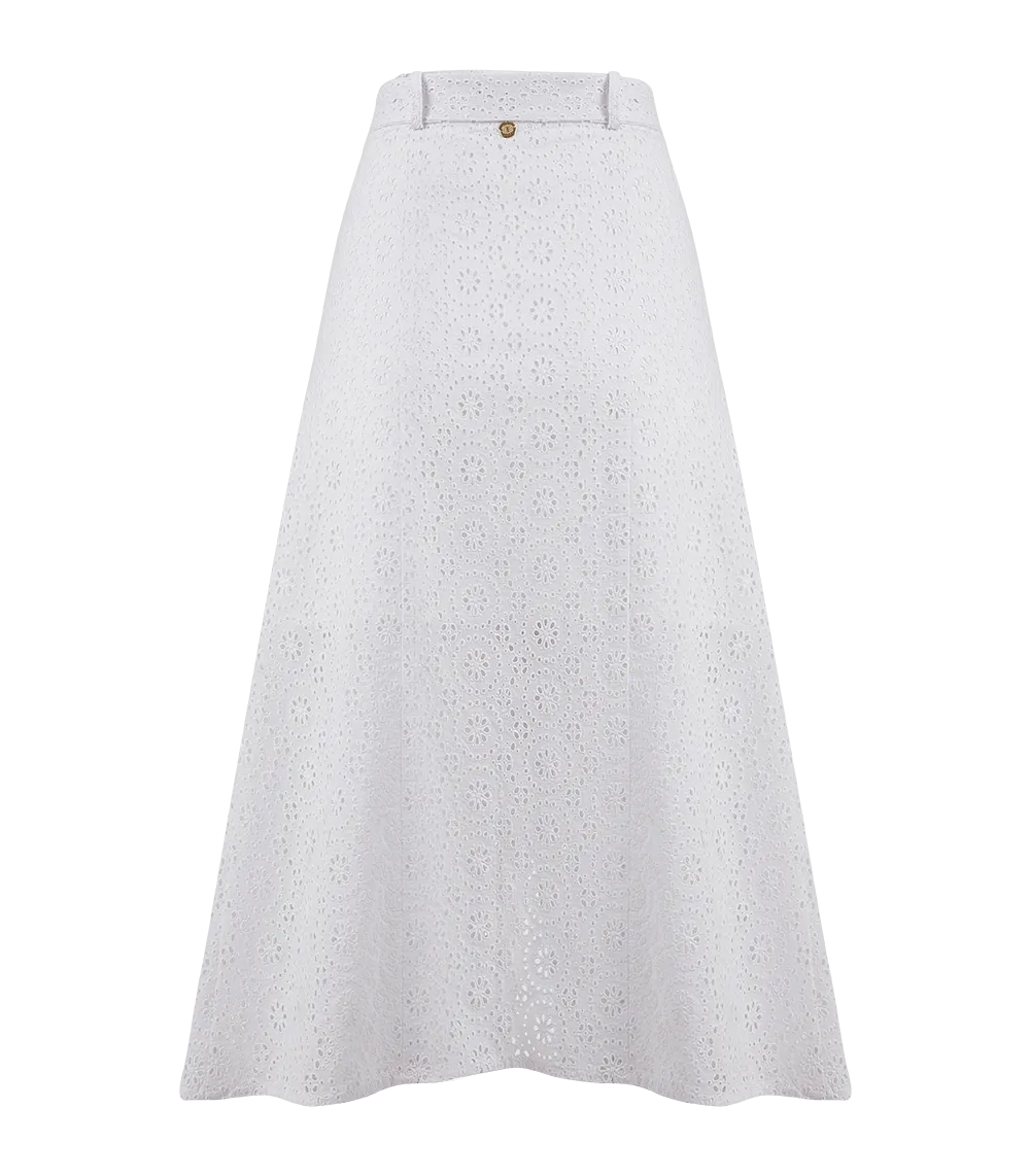 Aria Midi Broderie Skirt