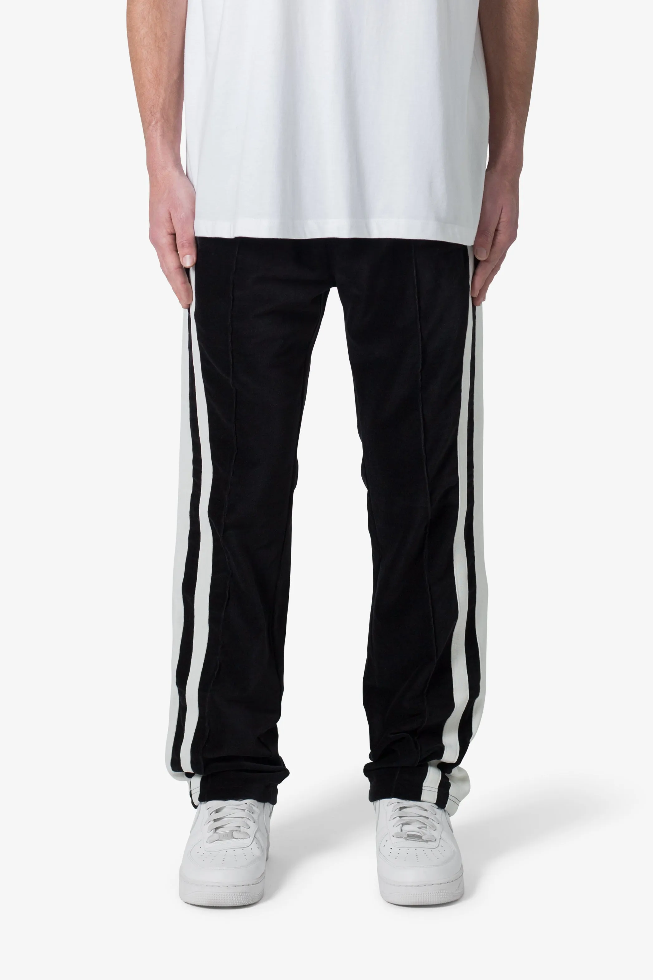 Baggy Velour Track Pants - Black