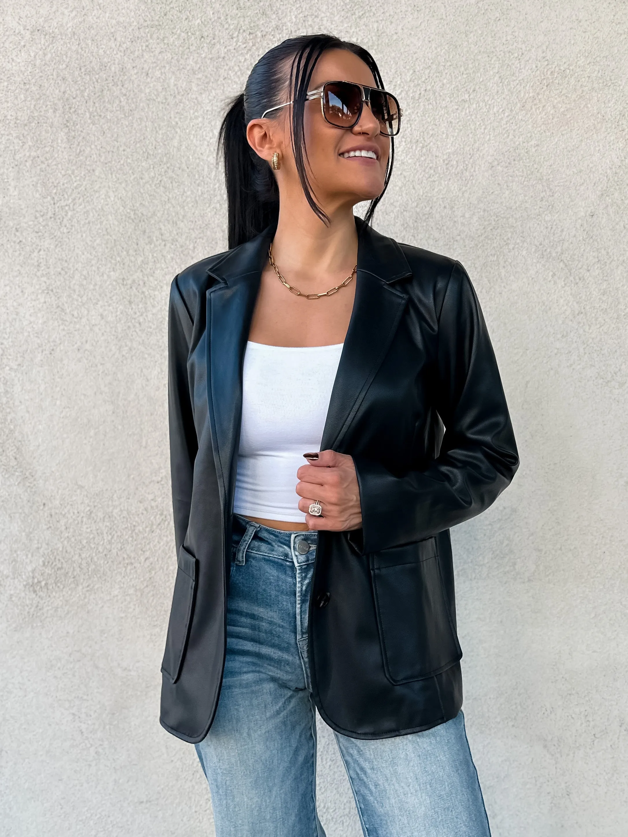 Black Leather Blazer