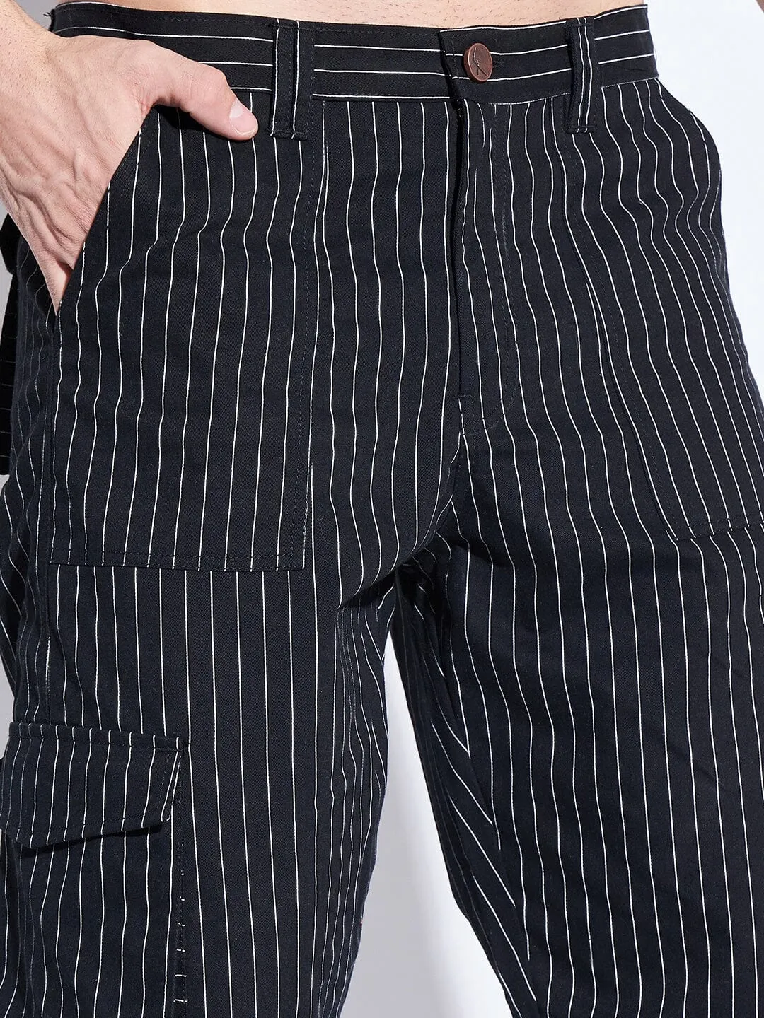 Black Pin Striped Cargo Pants