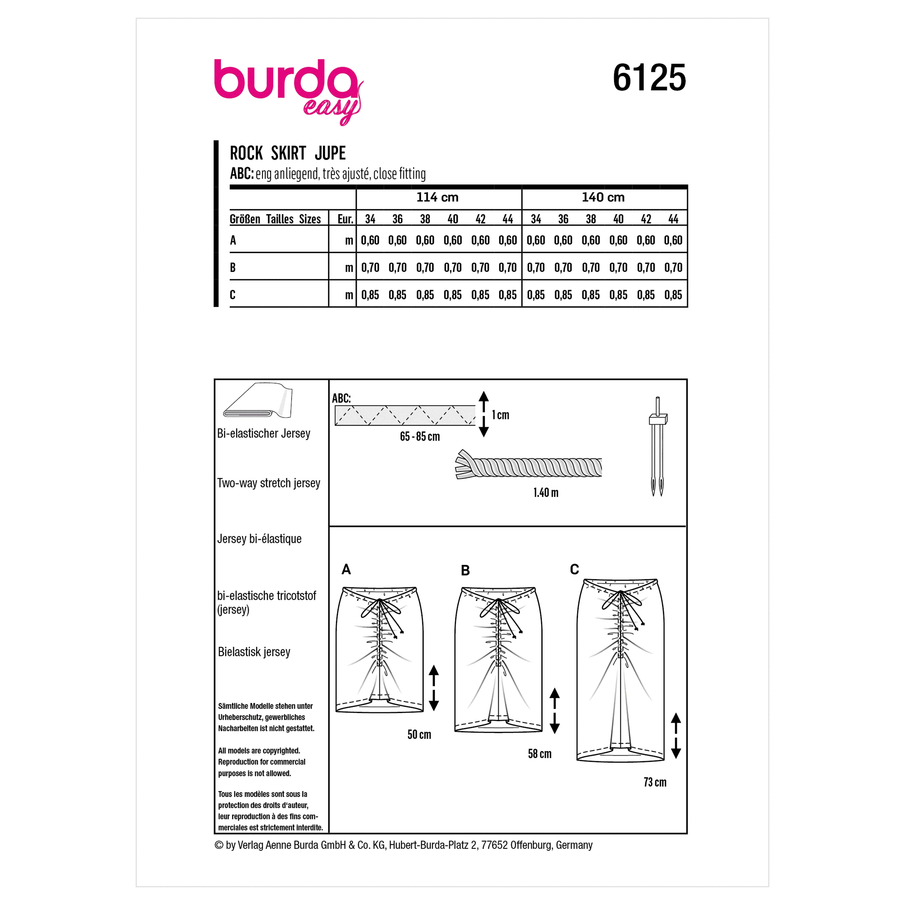 Burda Sewing Pattern 6125 Skirts