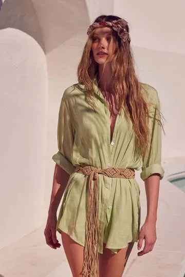 *BUTTON UP ROMPER MELLOW GREEN