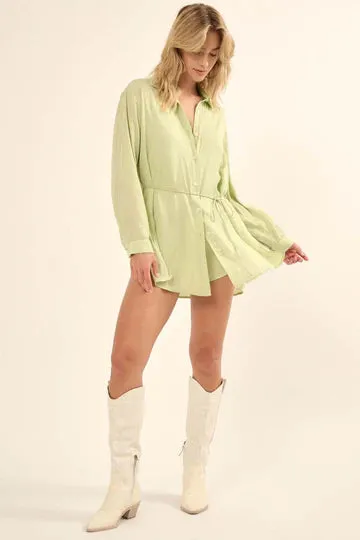 *BUTTON UP ROMPER MELLOW GREEN