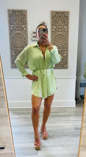 *BUTTON UP ROMPER MELLOW GREEN