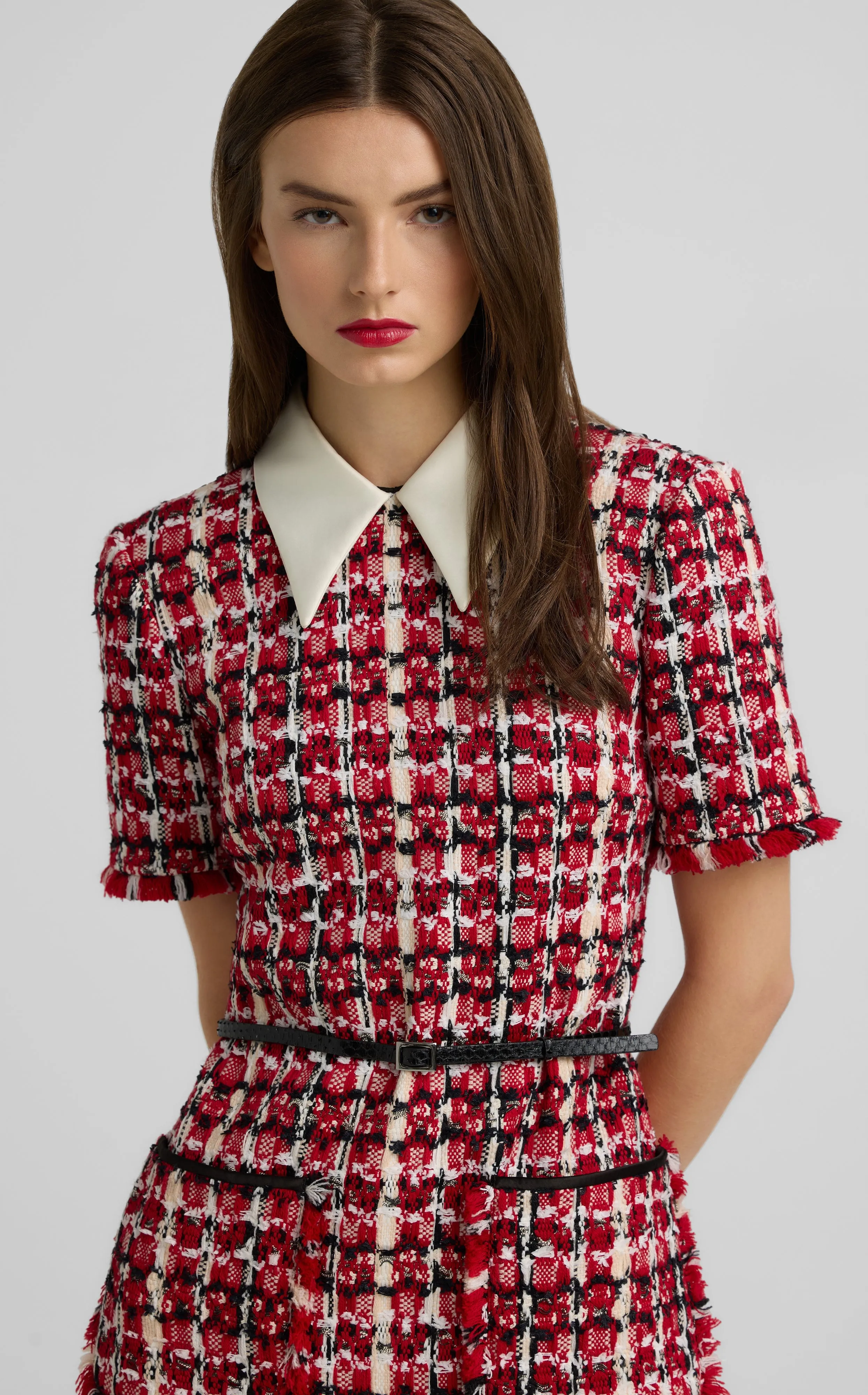 Collared Soft Plaid Gown