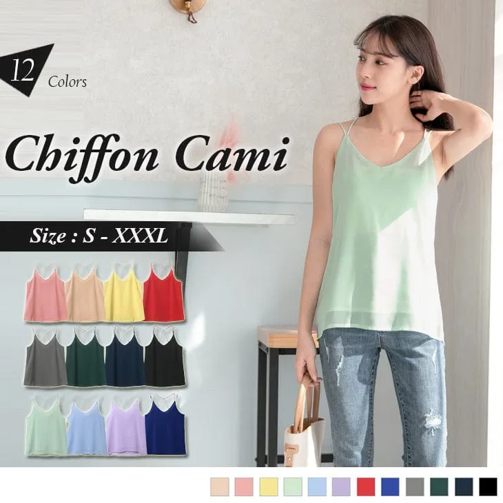 CROSS BACK V-NECK CHIFFON CAMI