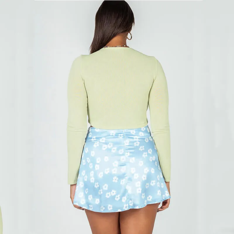 Cute Floral High Waist Mini Skirts