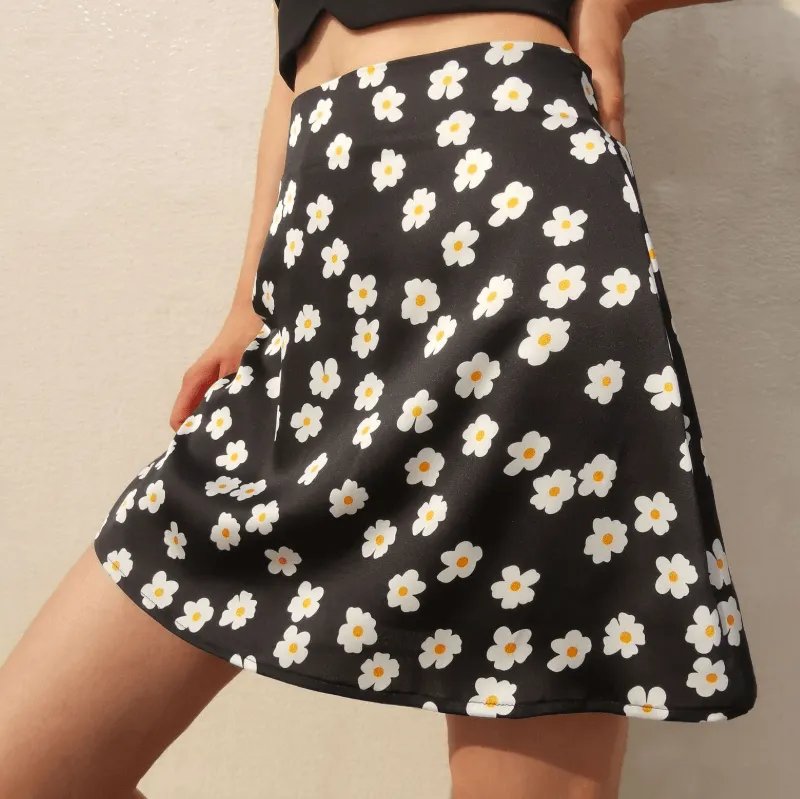 Cute Floral High Waist Mini Skirts