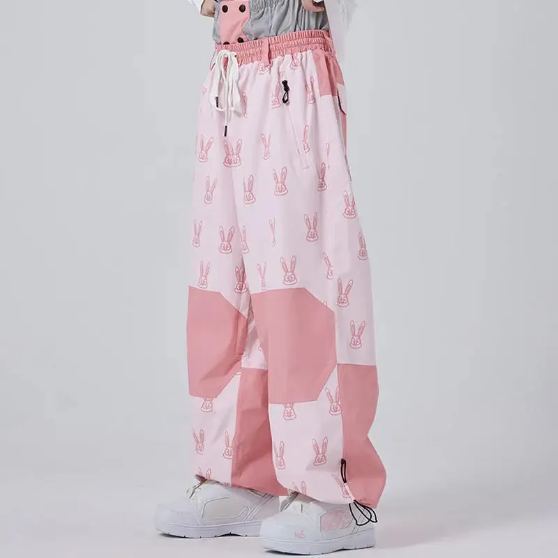 Cute Printed Snow Trousers Loose Fit Sports Pants