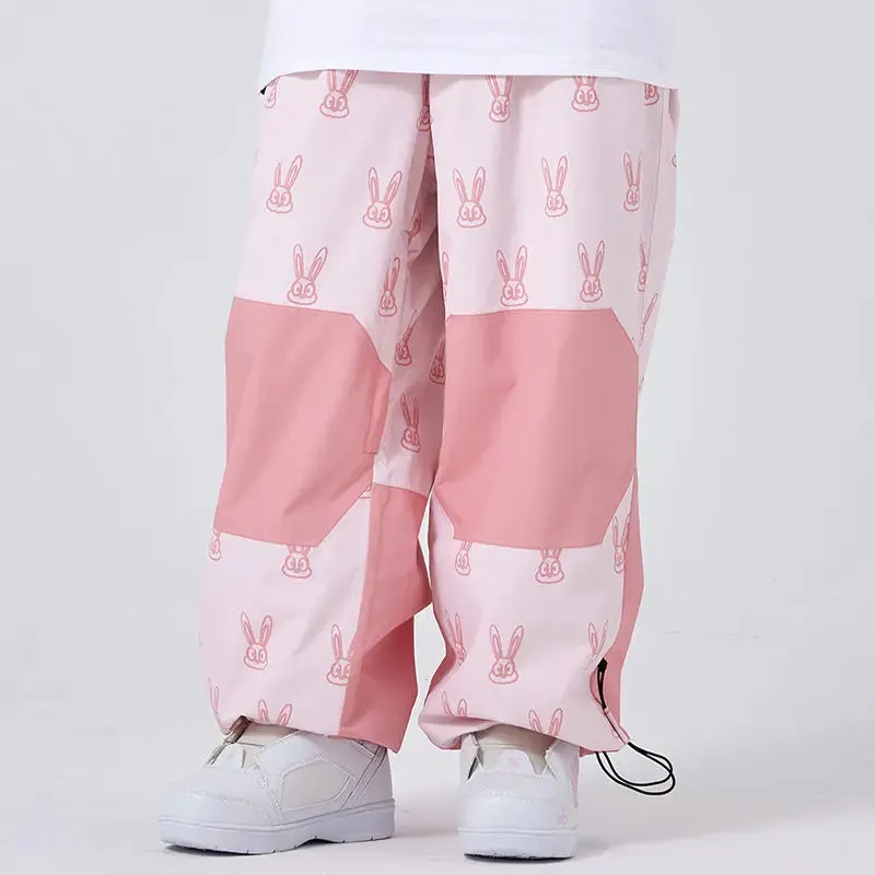 Cute Printed Snow Trousers Loose Fit Sports Pants