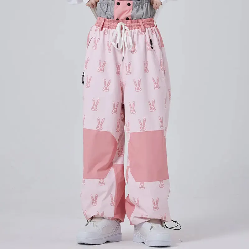 Cute Printed Snow Trousers Loose Fit Sports Pants