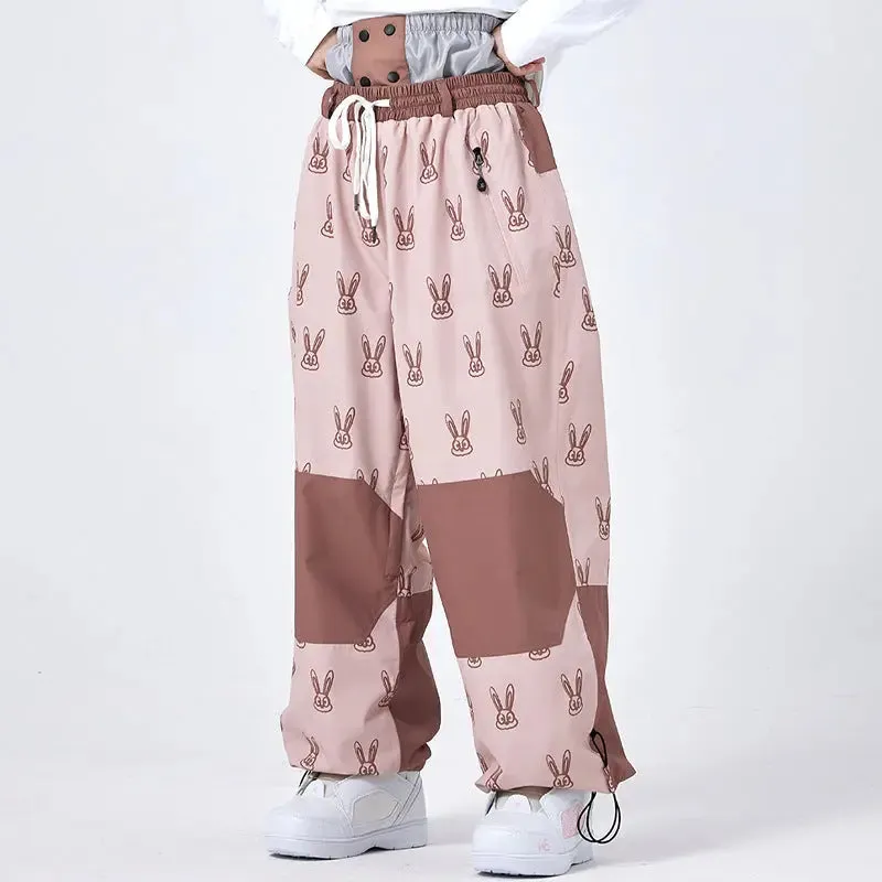 Cute Printed Snow Trousers Loose Fit Sports Pants