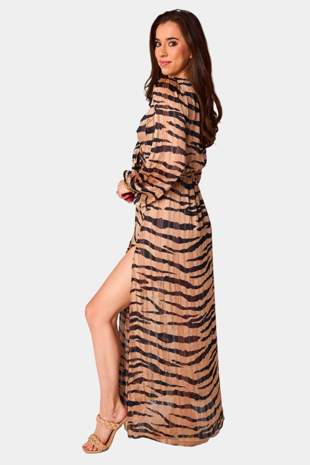 Desirae Long Sleeve Maxi Dress - Stampede