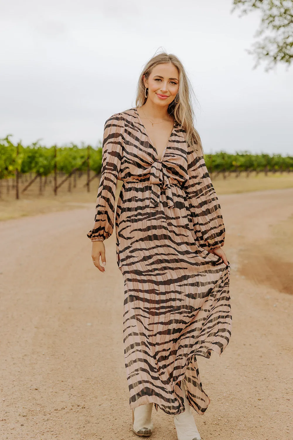 Desirae Long Sleeve Maxi Dress - Stampede