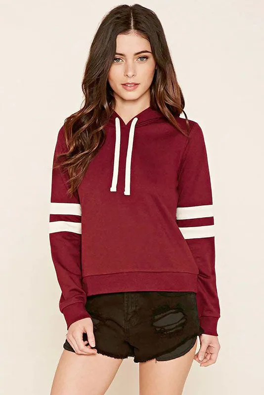 Drawstring Color Block Patchwork Hoodie