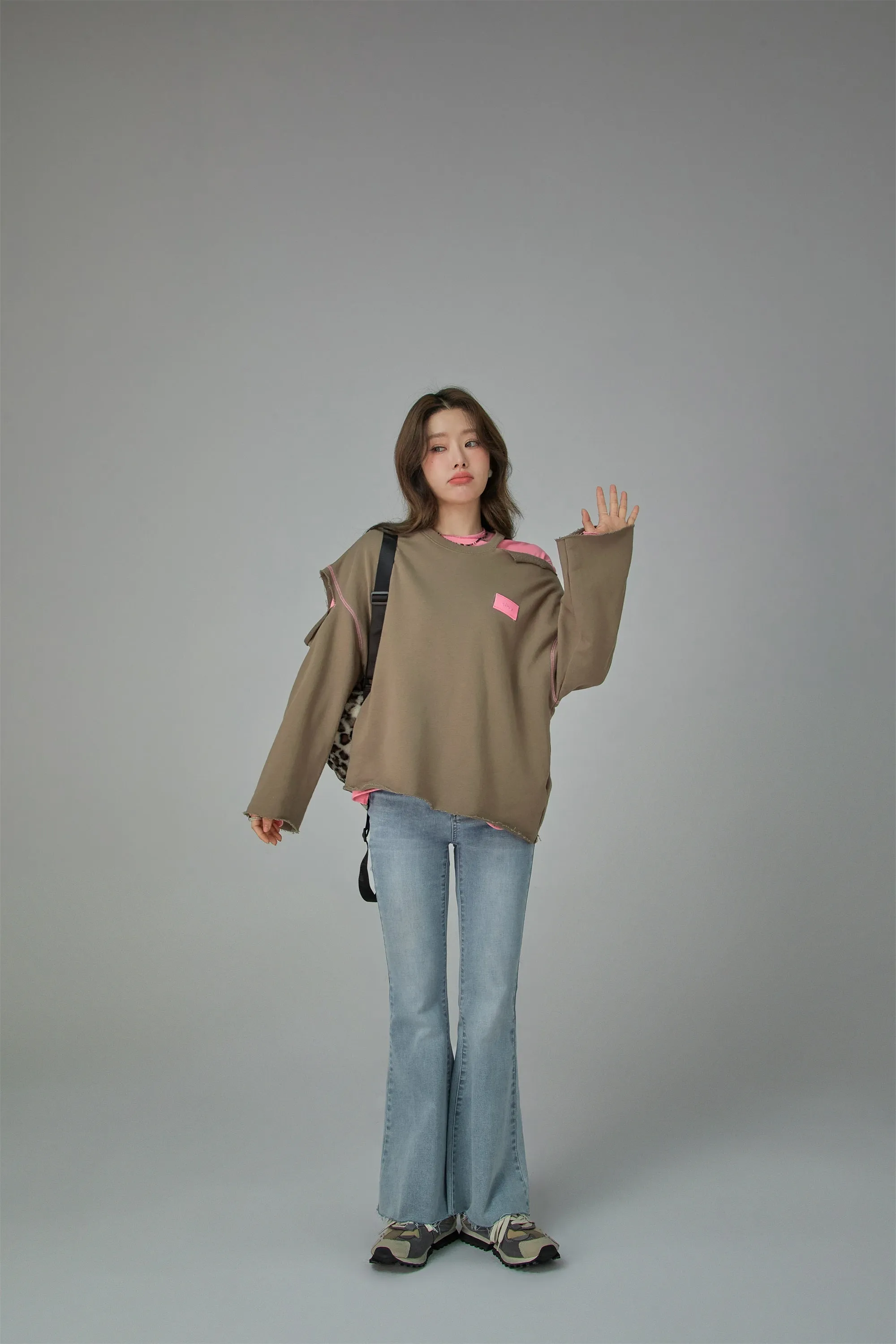 Dynamite Off Shoulder Loose Fit Long Sleeve Sweatshirt