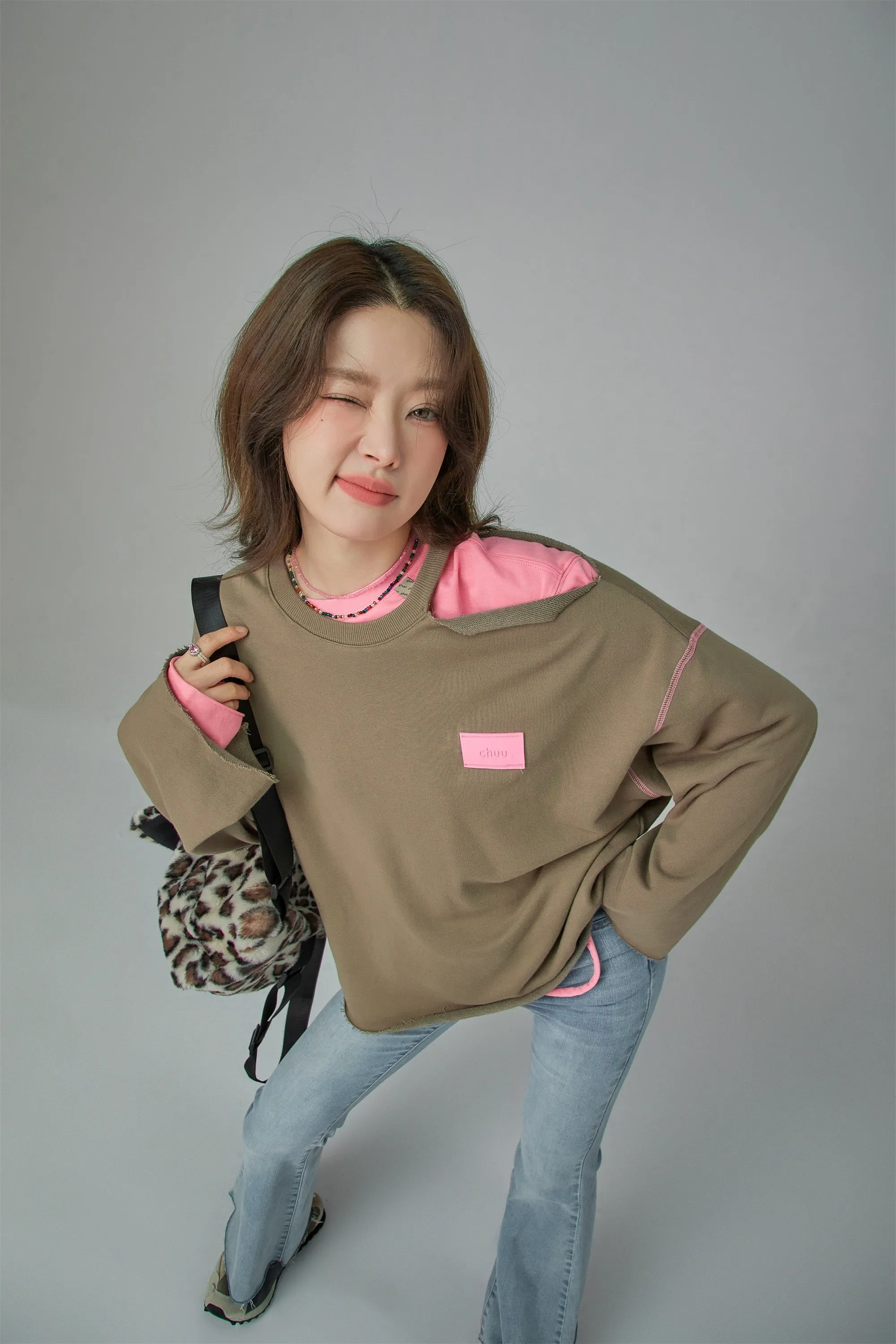 Dynamite Off Shoulder Loose Fit Long Sleeve Sweatshirt