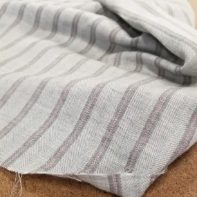 ENd of  Bolt: 7/8th yard of Designer Deadstock European Yarn Dyed Grey Herringbone Weave Stripe Woven-remnant