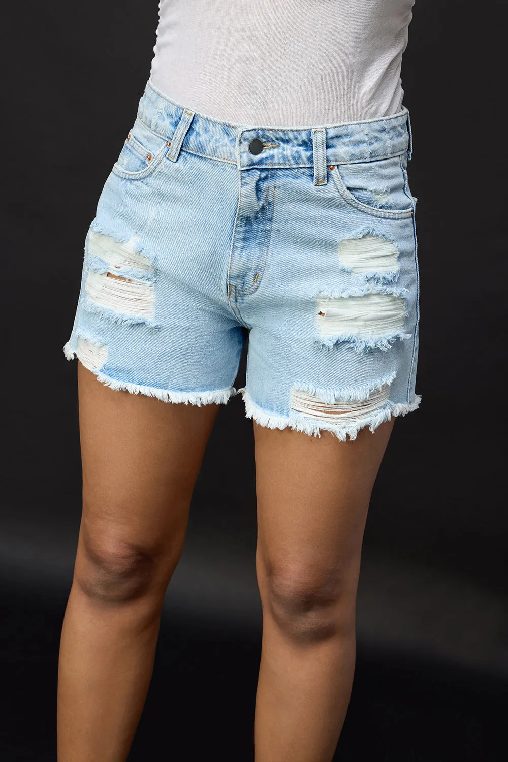 Faded Blue Ripped Shorts