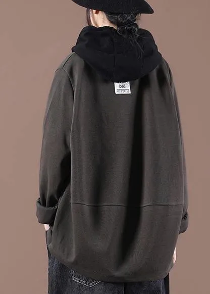 French Chocolate Pockets Spring Hoodies Outwear