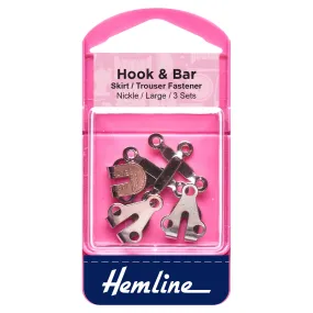 Hemline Hook and Bar: Large: Nickel: Pack of 3