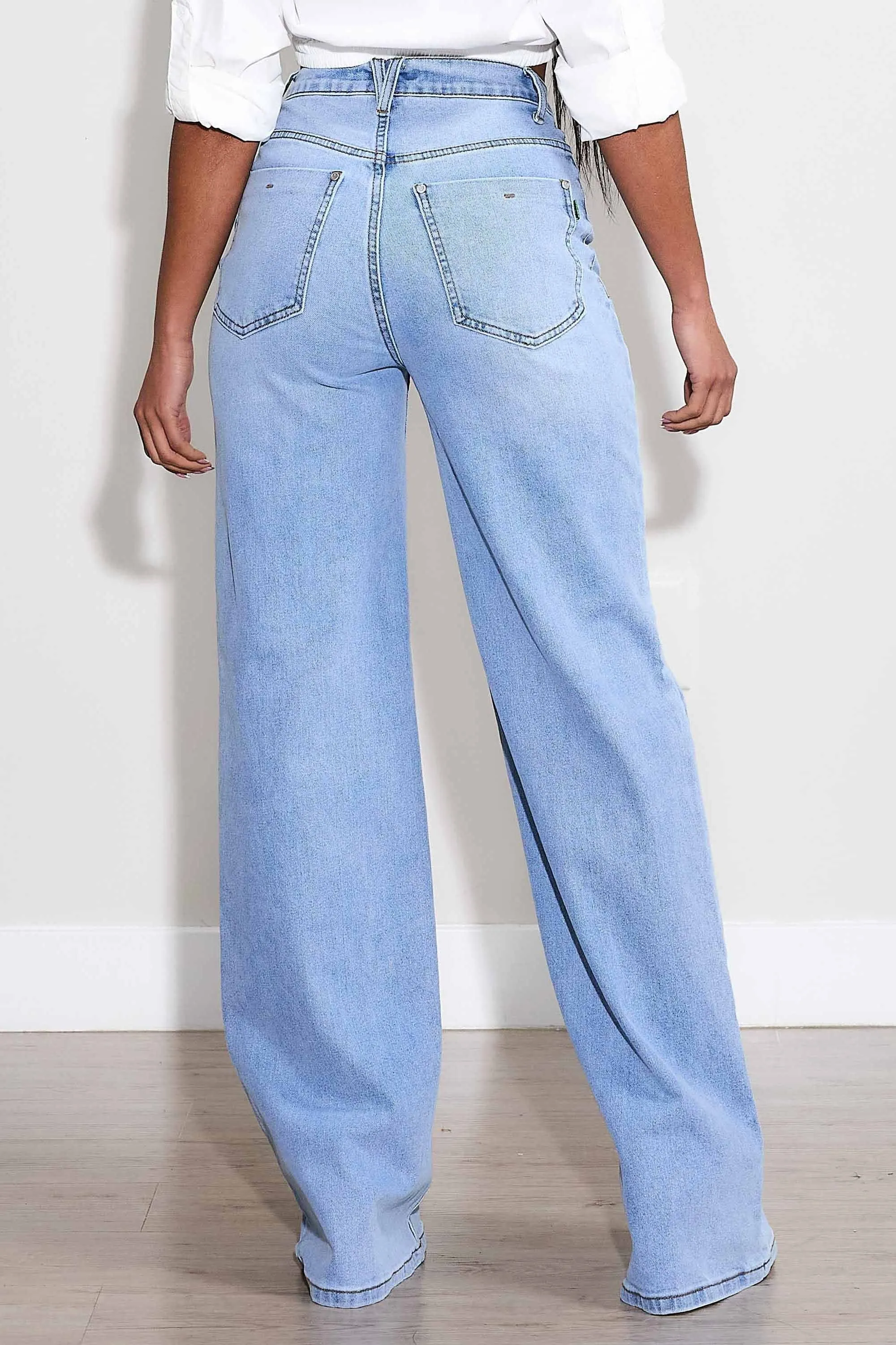 High-Rise Essential Stretch Wide Leg Jeans