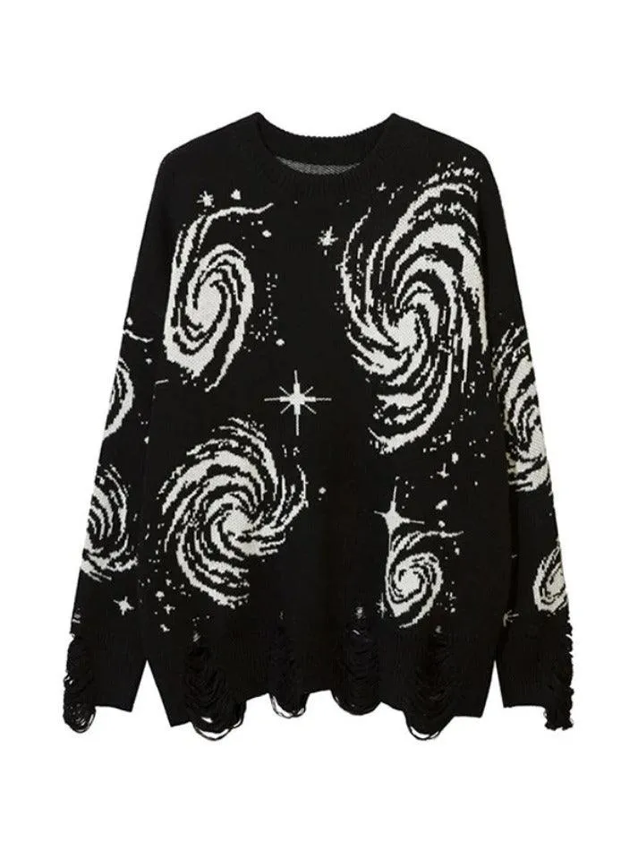 Joskaa Swirl Print Ripped Design Sweater