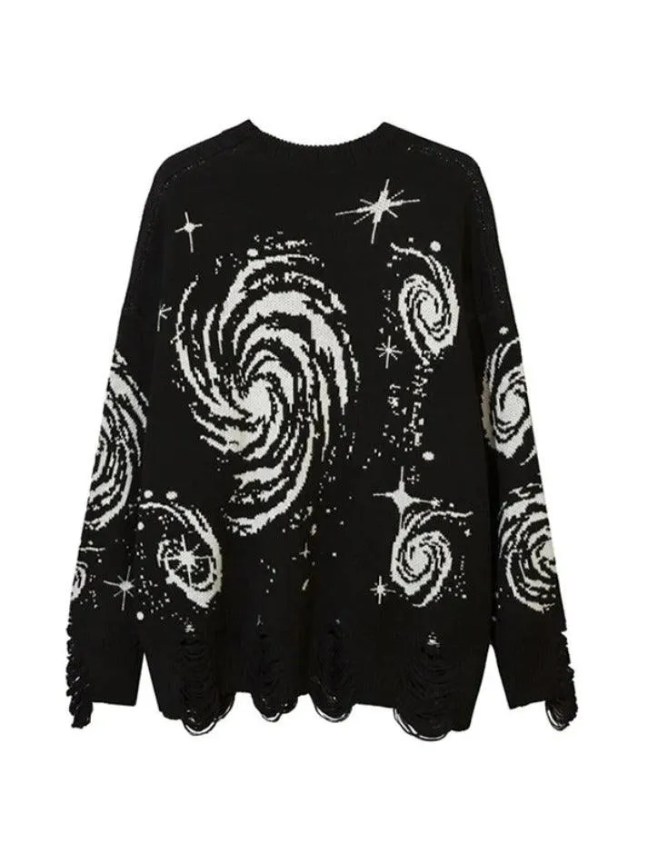 Joskaa Swirl Print Ripped Design Sweater