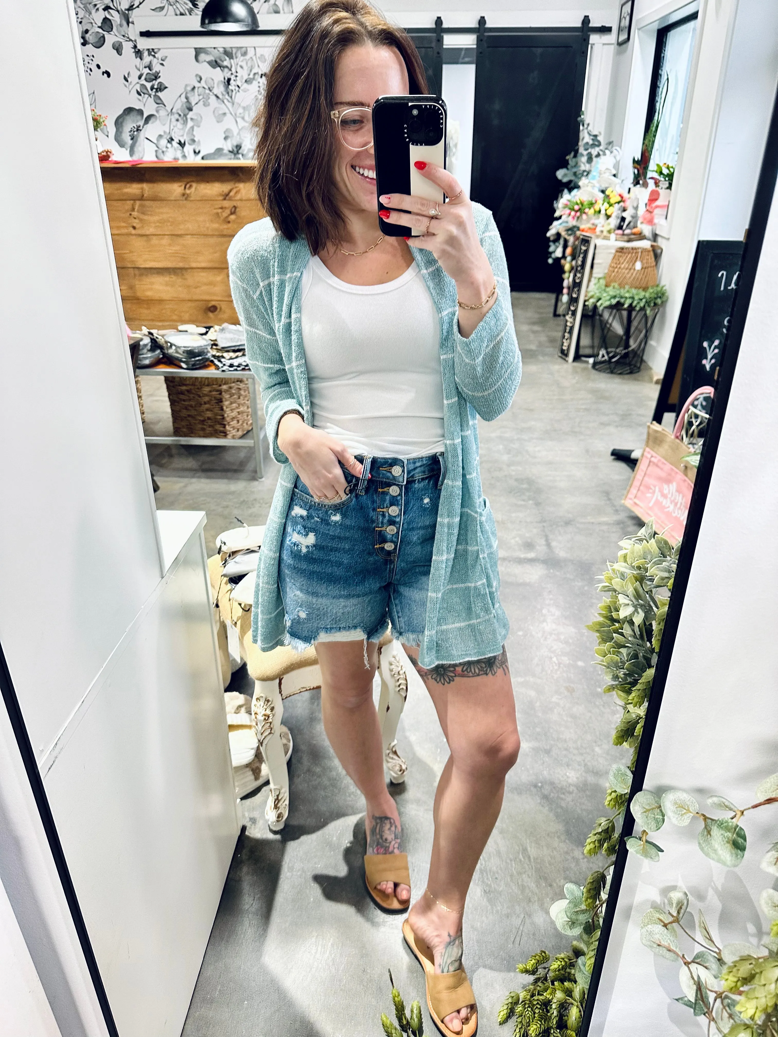 Judy Blue Full Size Ripped Button Fly Denim Shorts