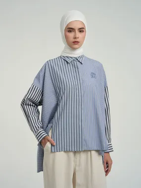 KIRAN OVERSIZED TOP GREY BLUE