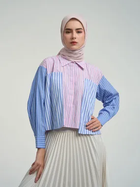 LILIANE BOXY TOP PINK BLUE