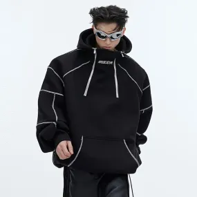 Lines Cotton Polyester Loose Hoodies