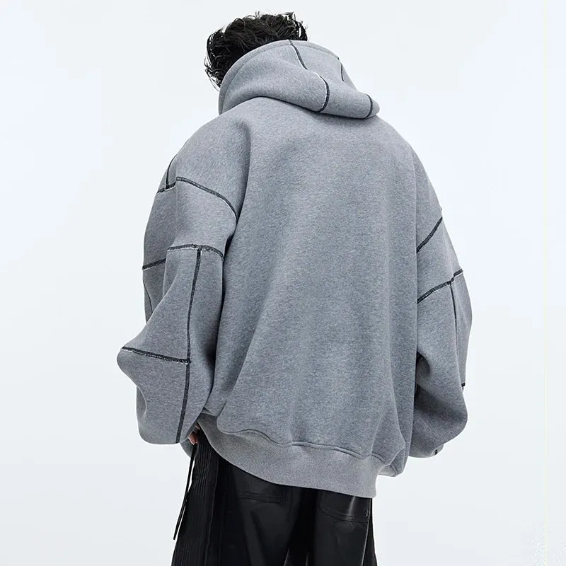 Lines Cotton Polyester Loose Hoodies