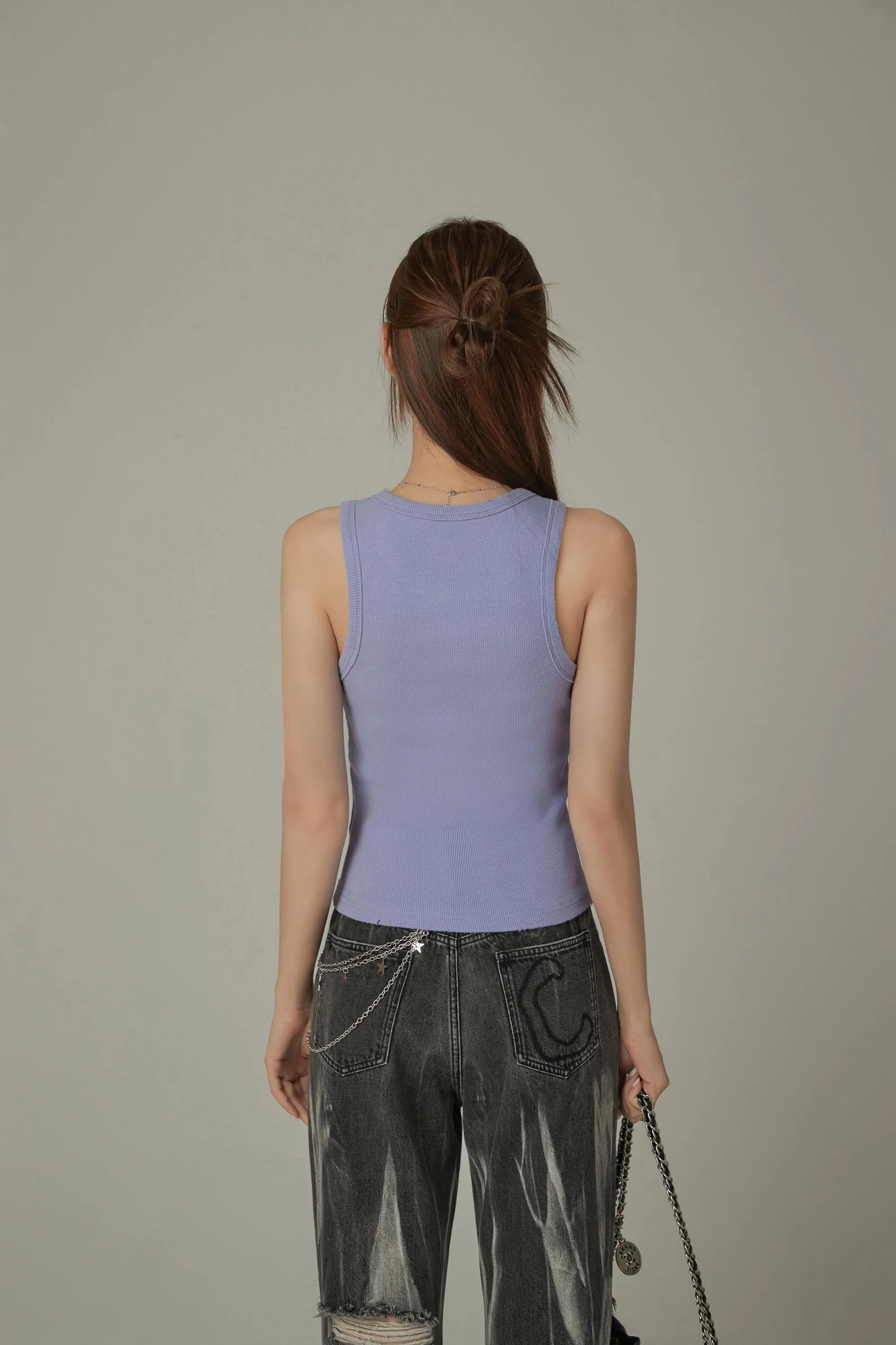 Logo Basic Slim Sleeveless Top