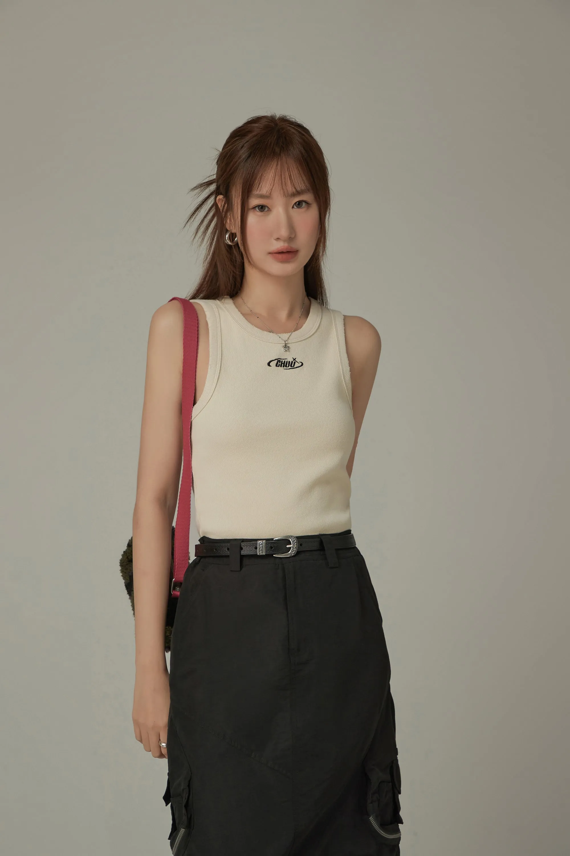 Logo Basic Slim Sleeveless Top