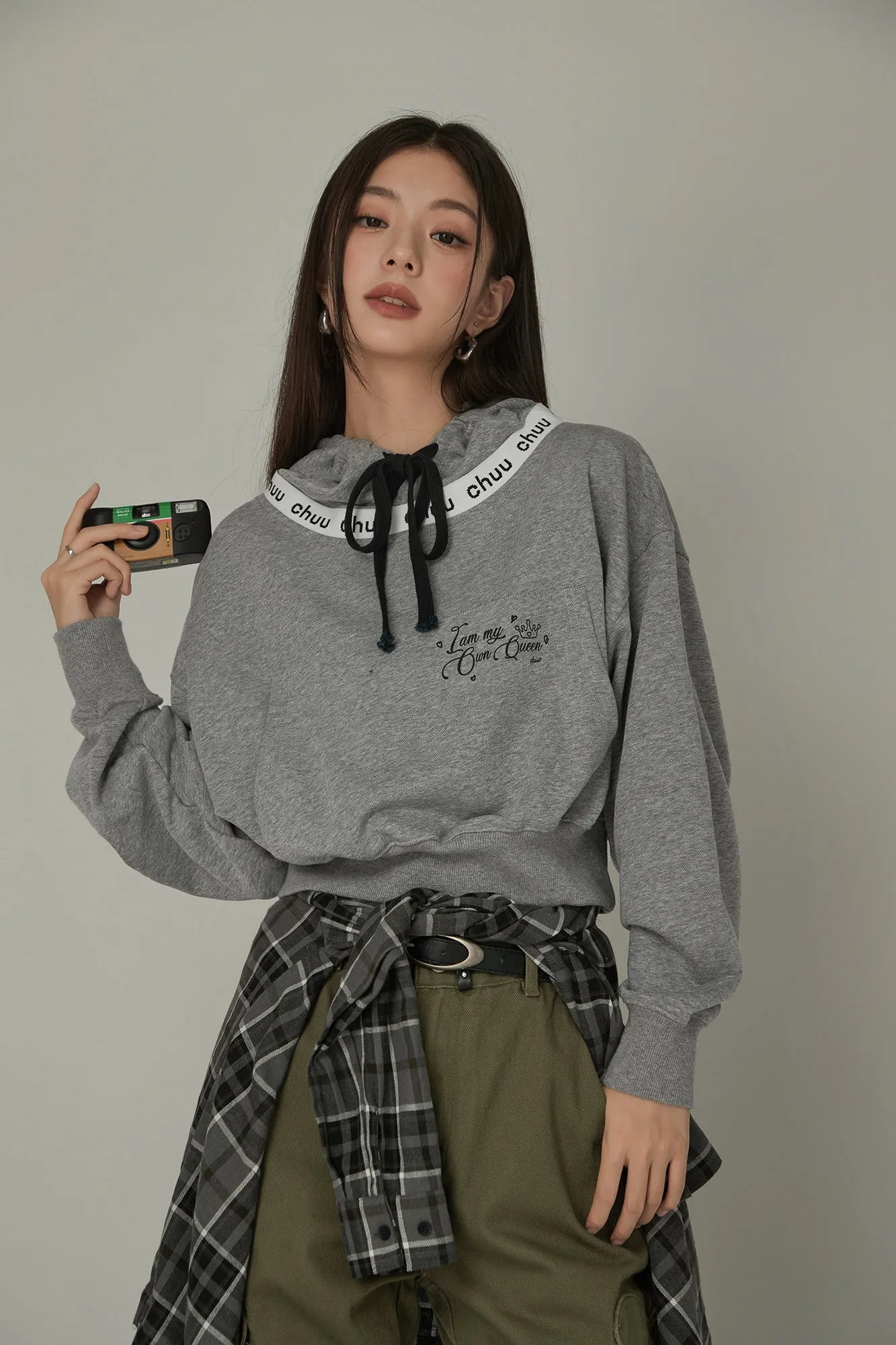 Logo Lettering Big Pocket Loose Fit Hoodie