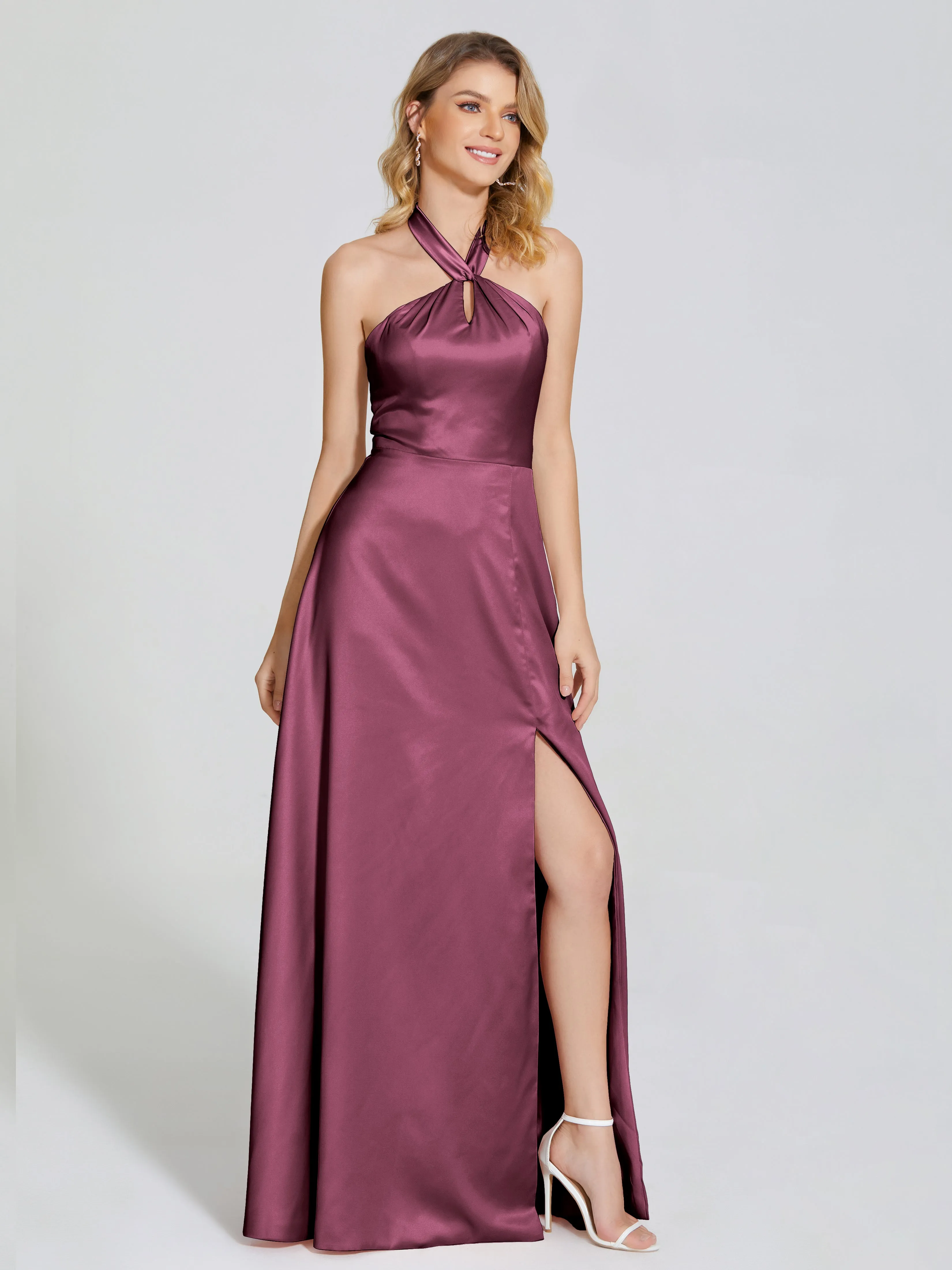 Lola Fashion Halter Soft Satin Bridesmaid Dresses