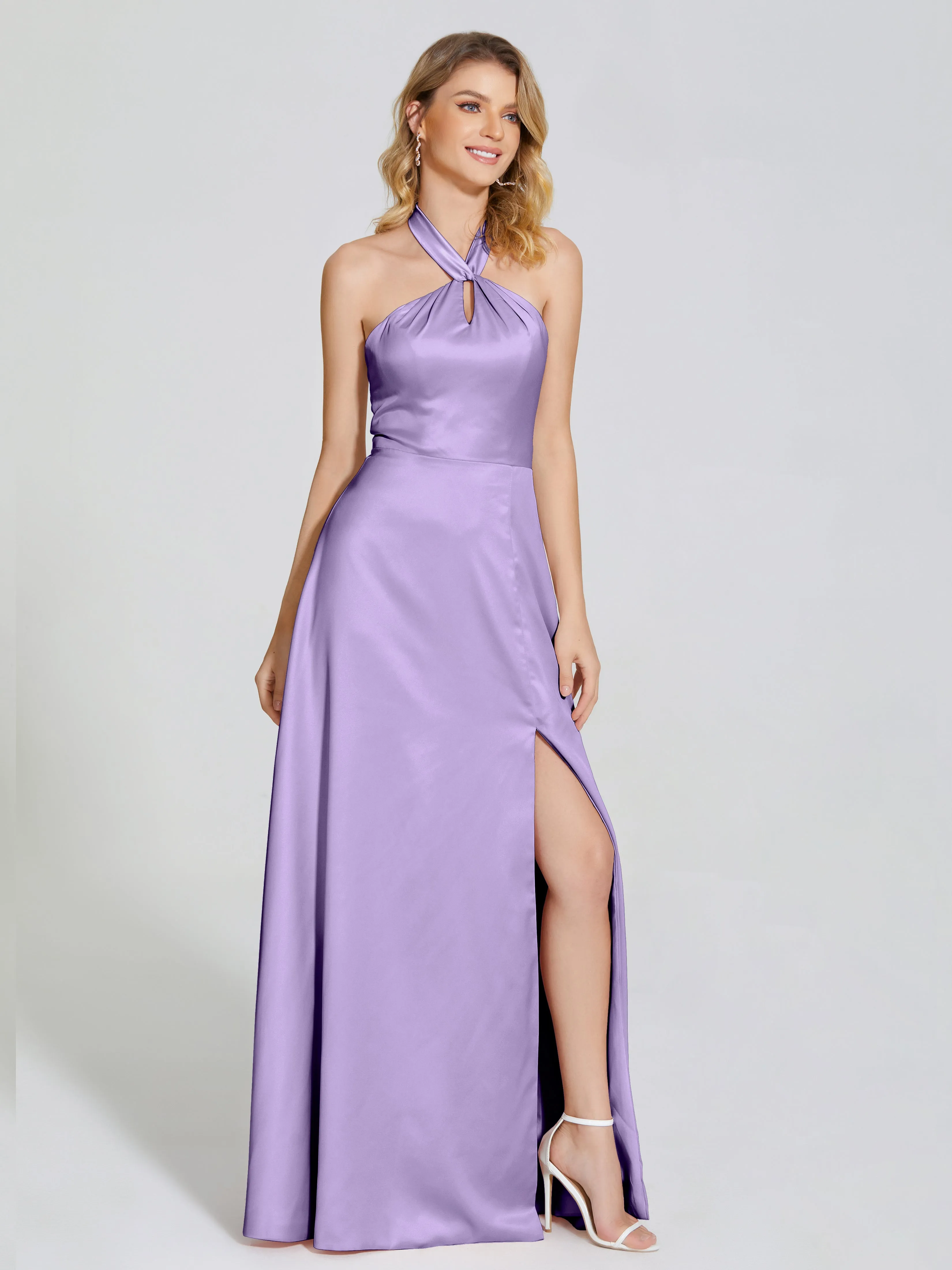 Lola Fashion Halter Soft Satin Bridesmaid Dresses