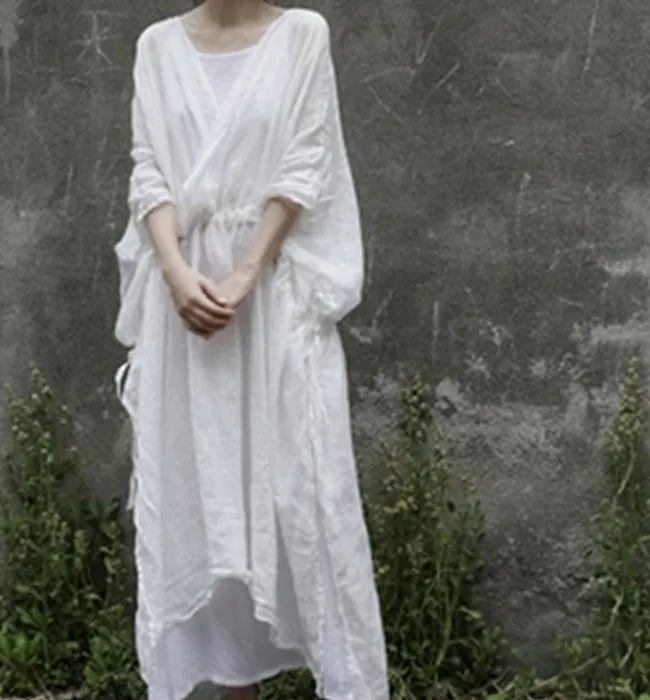 Loose fitting Summer Dresses,Soft Linen Women Dresses 9022