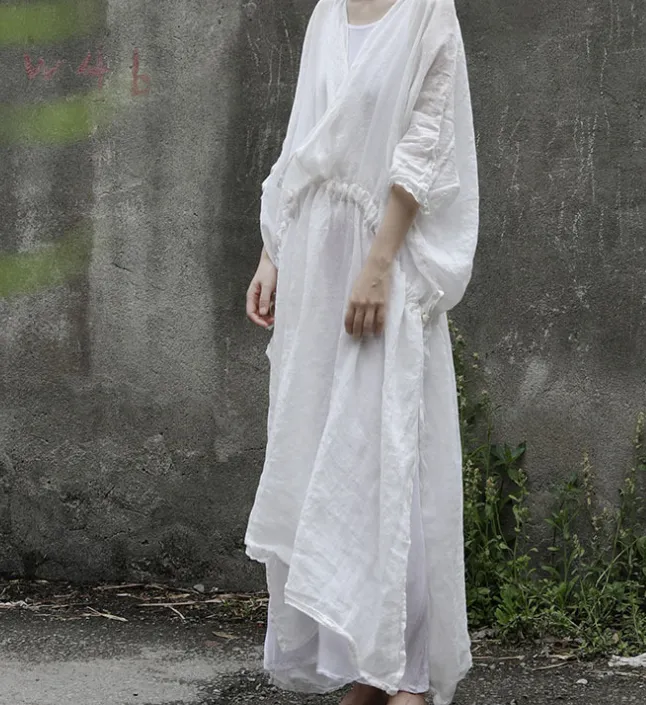 Loose fitting Summer Dresses,Soft Linen Women Dresses 9022