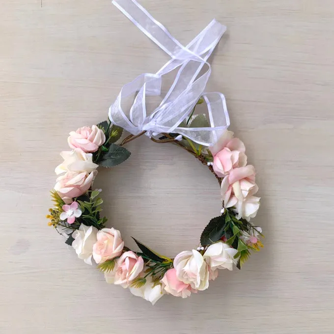 Macie Girls Soft Pink Flower Crown