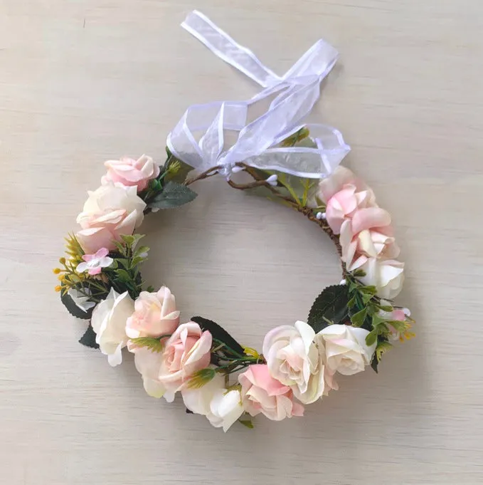 Macie Girls Soft Pink Flower Crown