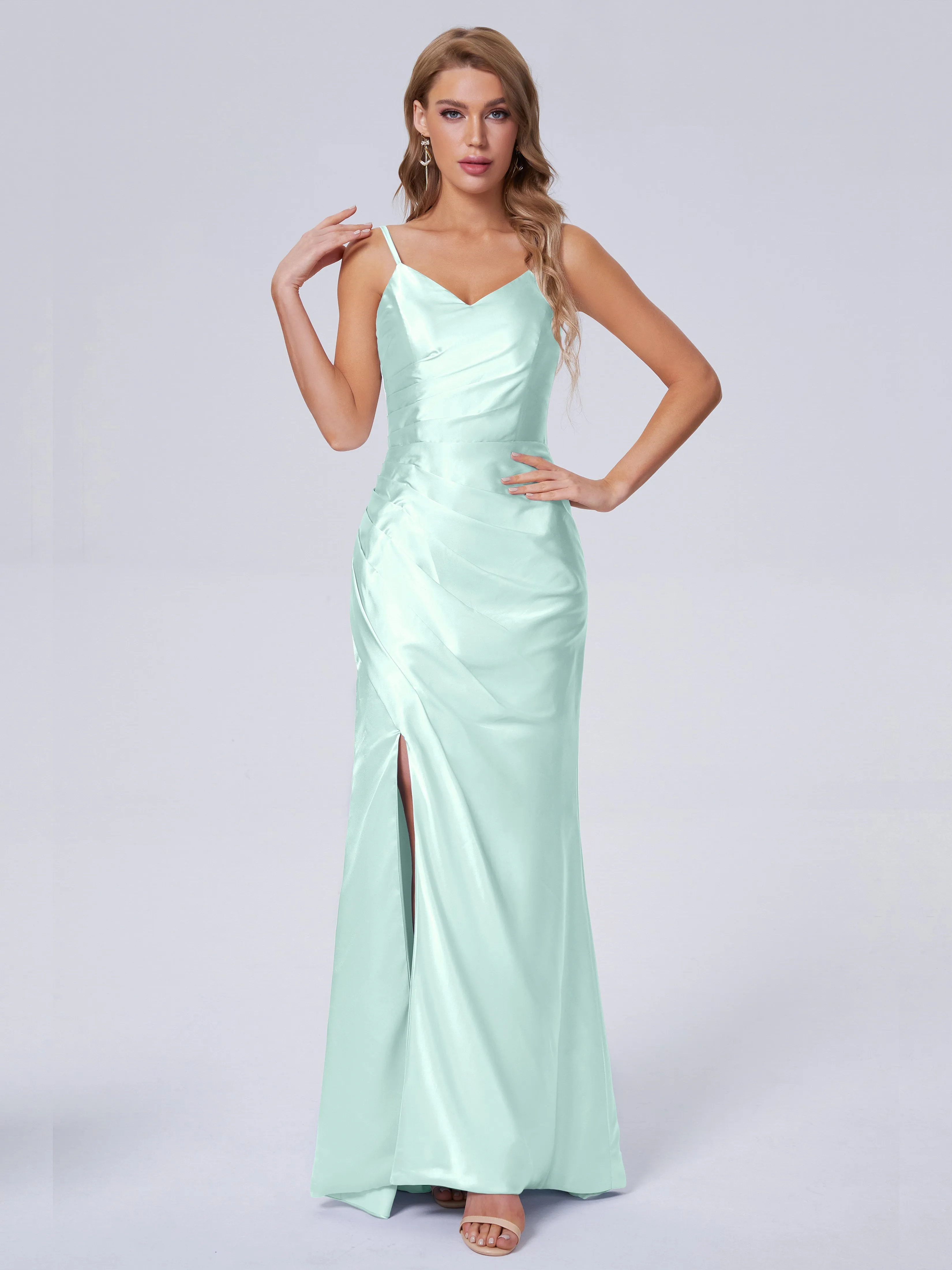 Makayla Hot Split Soft Satin Bridesmaid Dresses