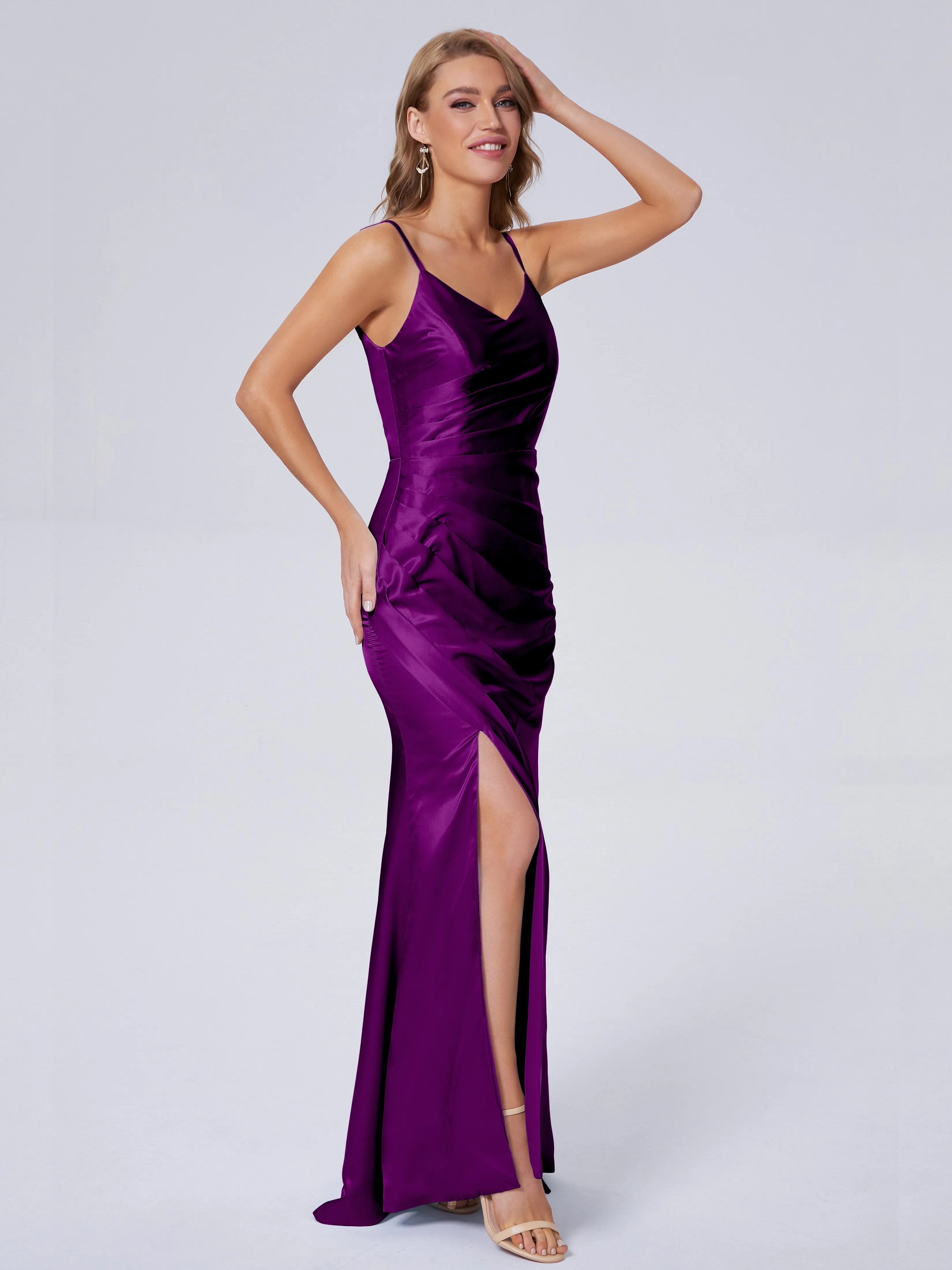 Makayla Hot Split Soft Satin Bridesmaid Dresses