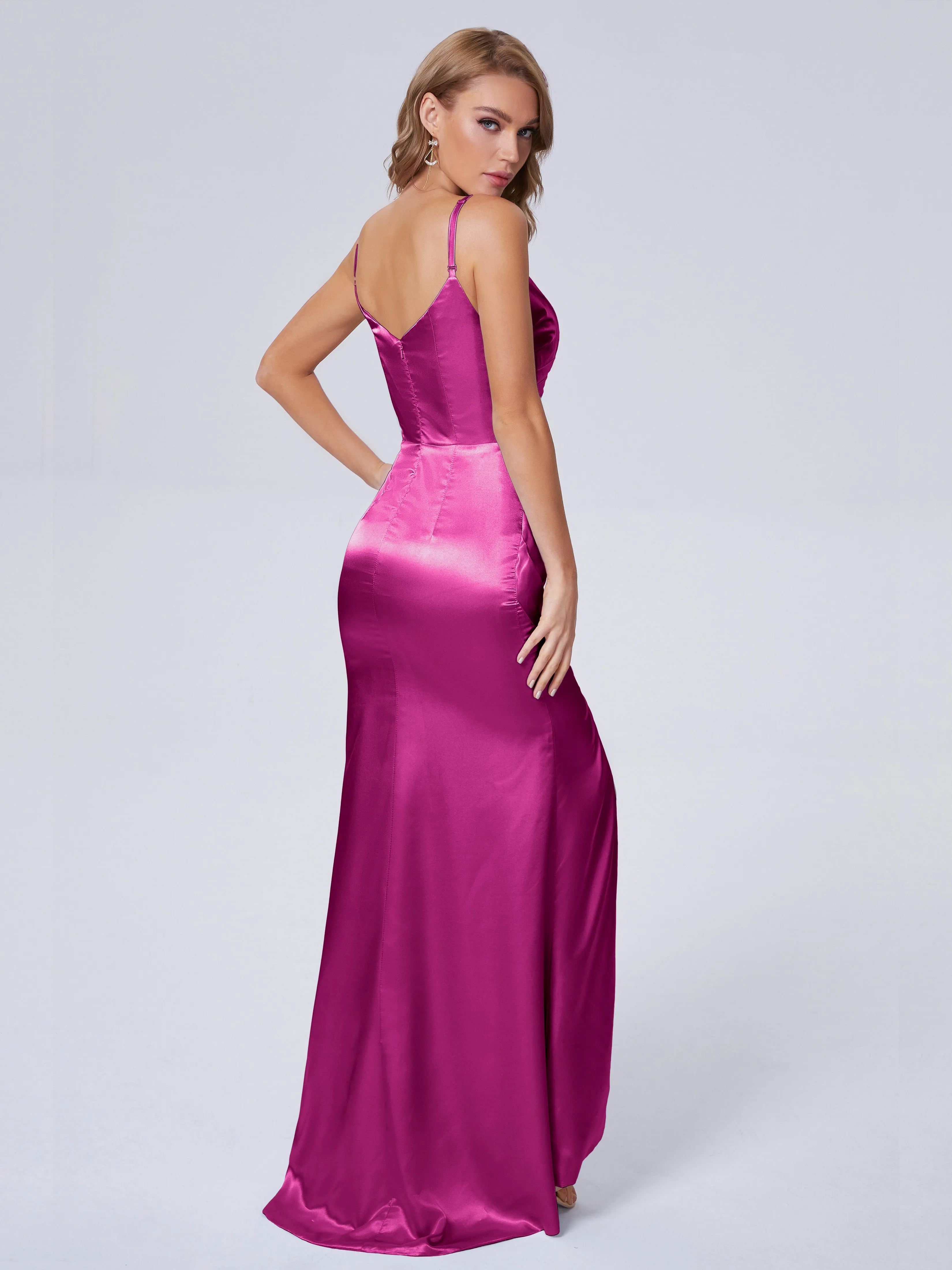 Makayla Hot Split Soft Satin Bridesmaid Dresses