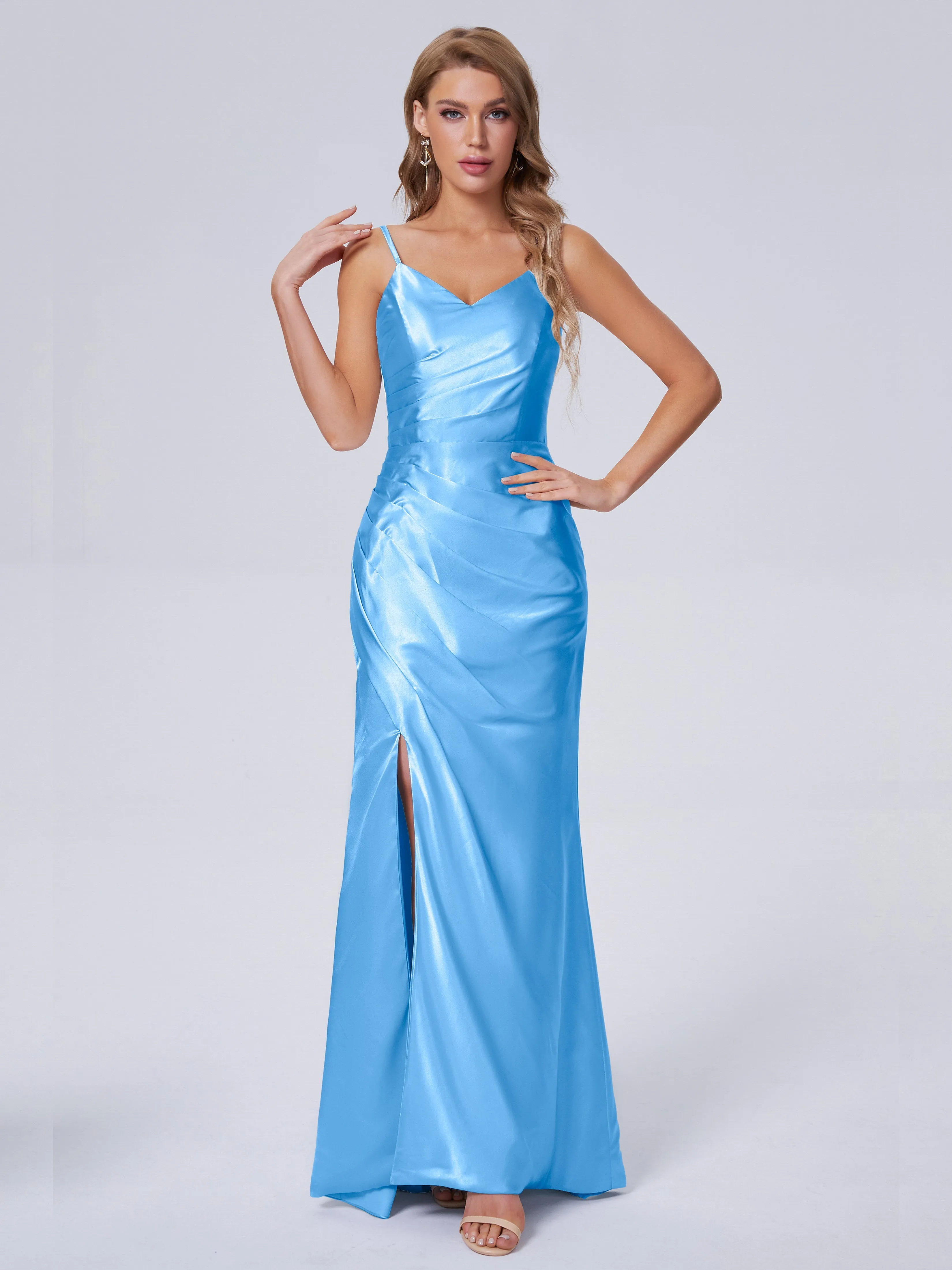 Makayla Hot Split Soft Satin Bridesmaid Dresses