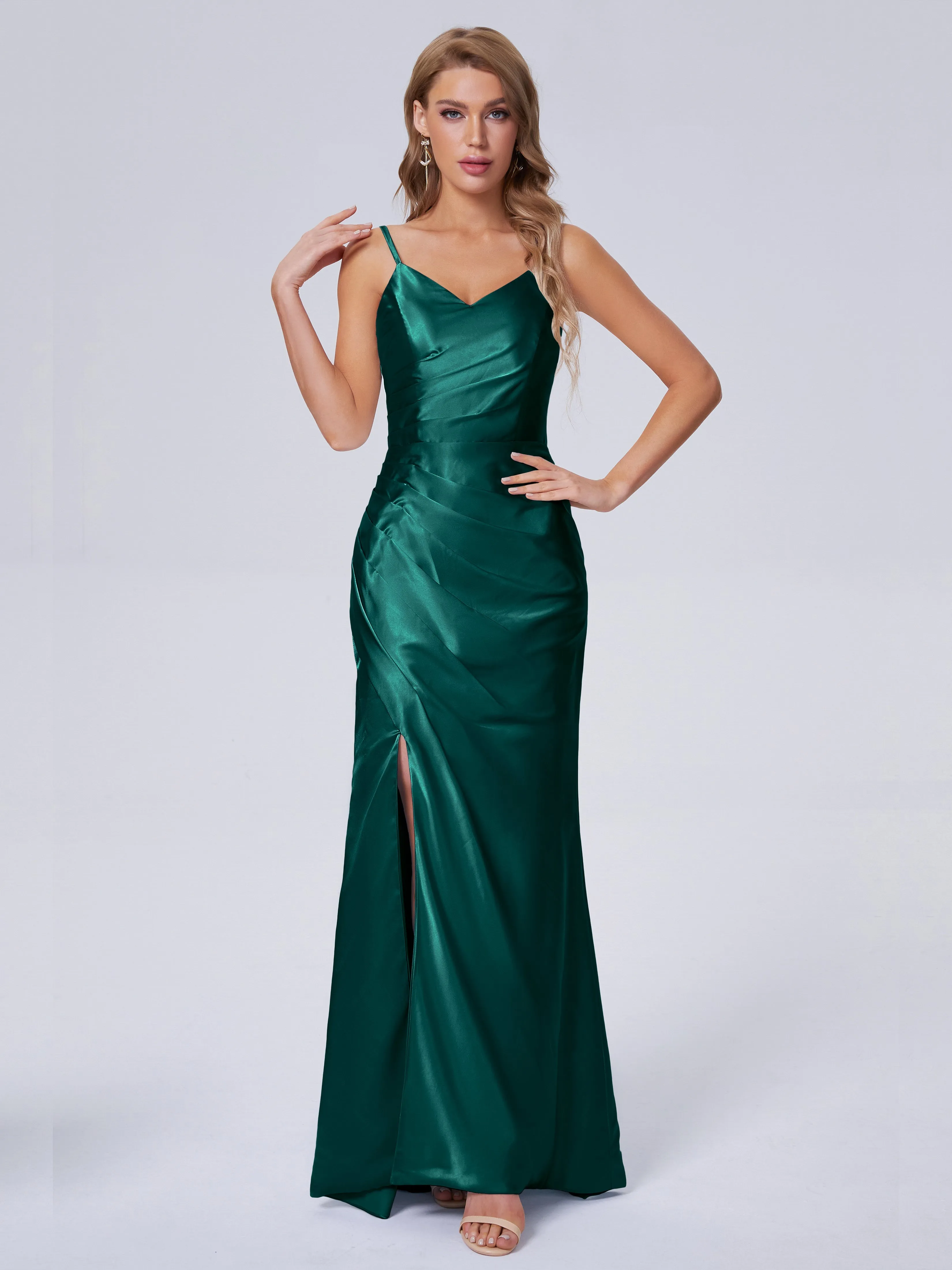 Makayla Hot Split Soft Satin Bridesmaid Dresses